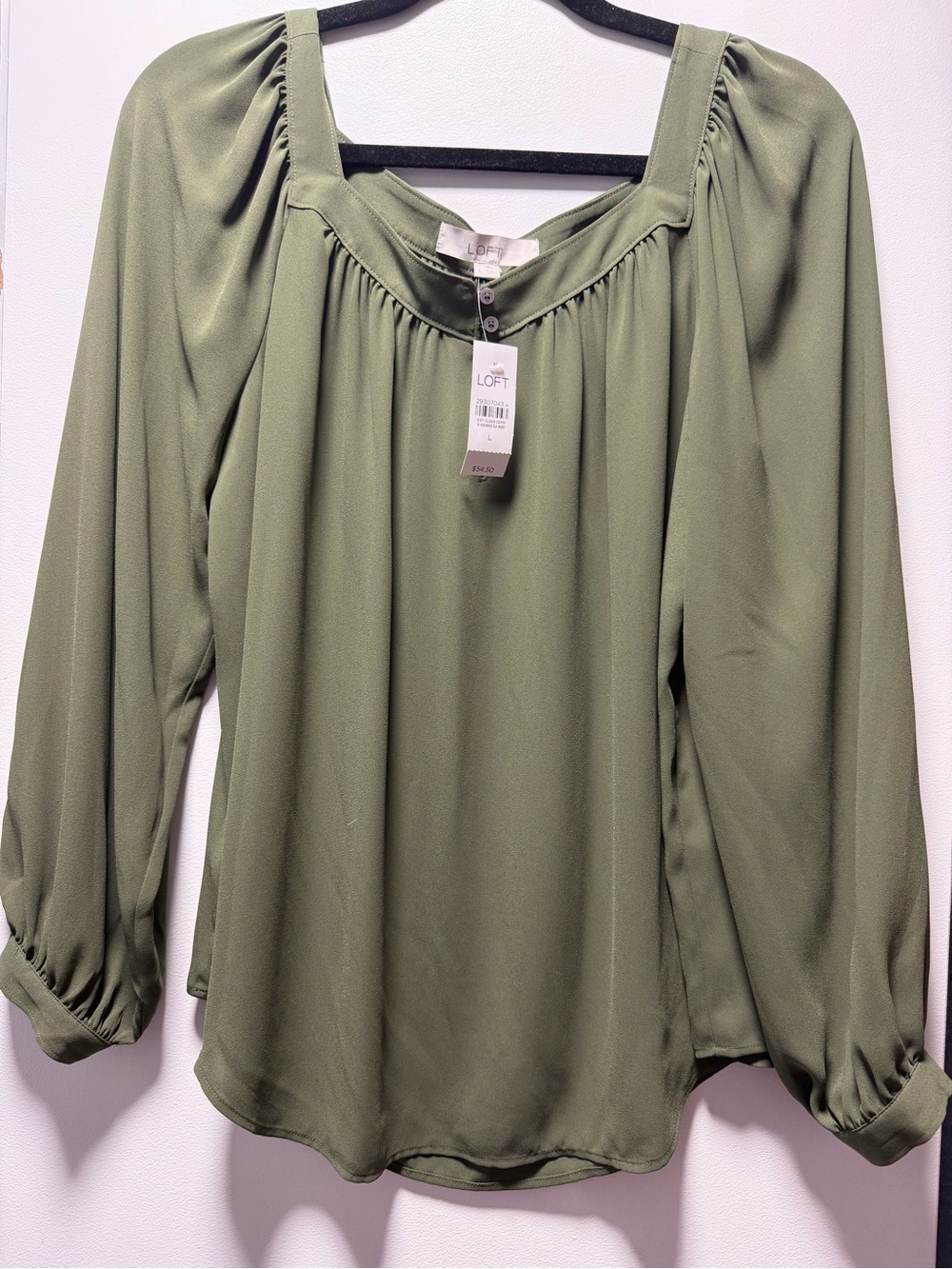 LOFT Olive Peasant-Style Blouse